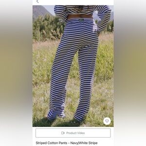Daily Drills Aspen Navy Striped Cotton Pants